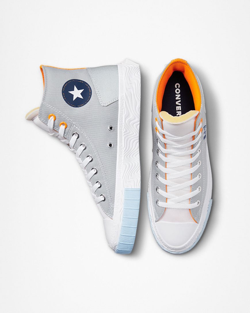Women's Converse Chuck Taylor Alt Star Reflective Shine High Top Shoes Grey / White / Orange | AU 358E6Q